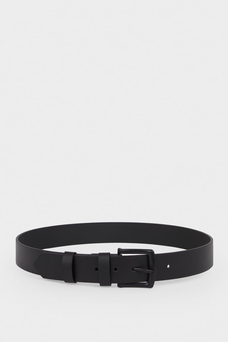 Men Rectangle Buckle Faux Leather Daily Belt