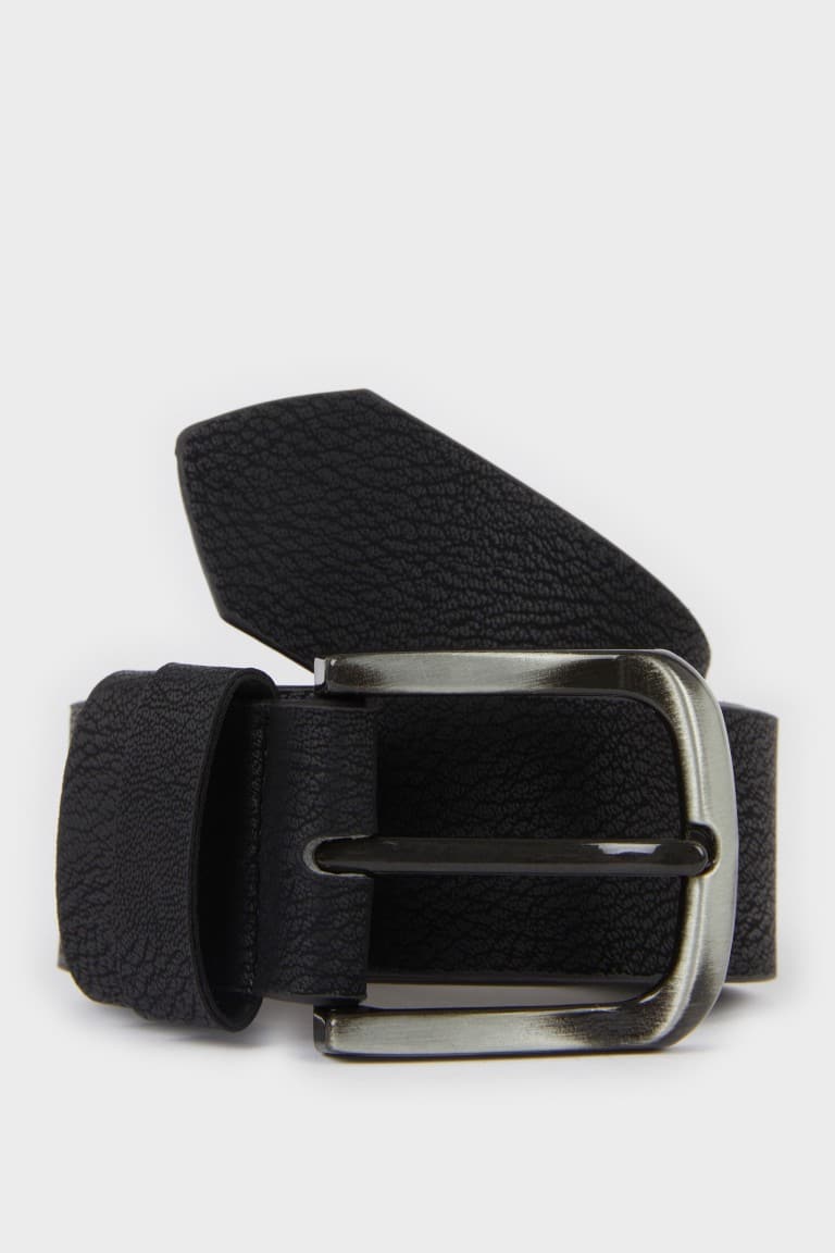 Men Rectangle Buckle Faux Leather Daily Belt Main image