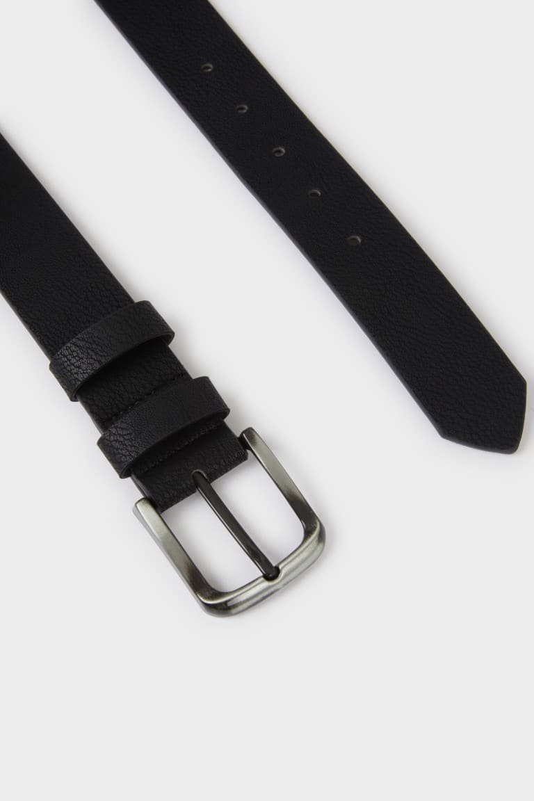 Men Rectangle Buckle Faux Leather Daily Belt