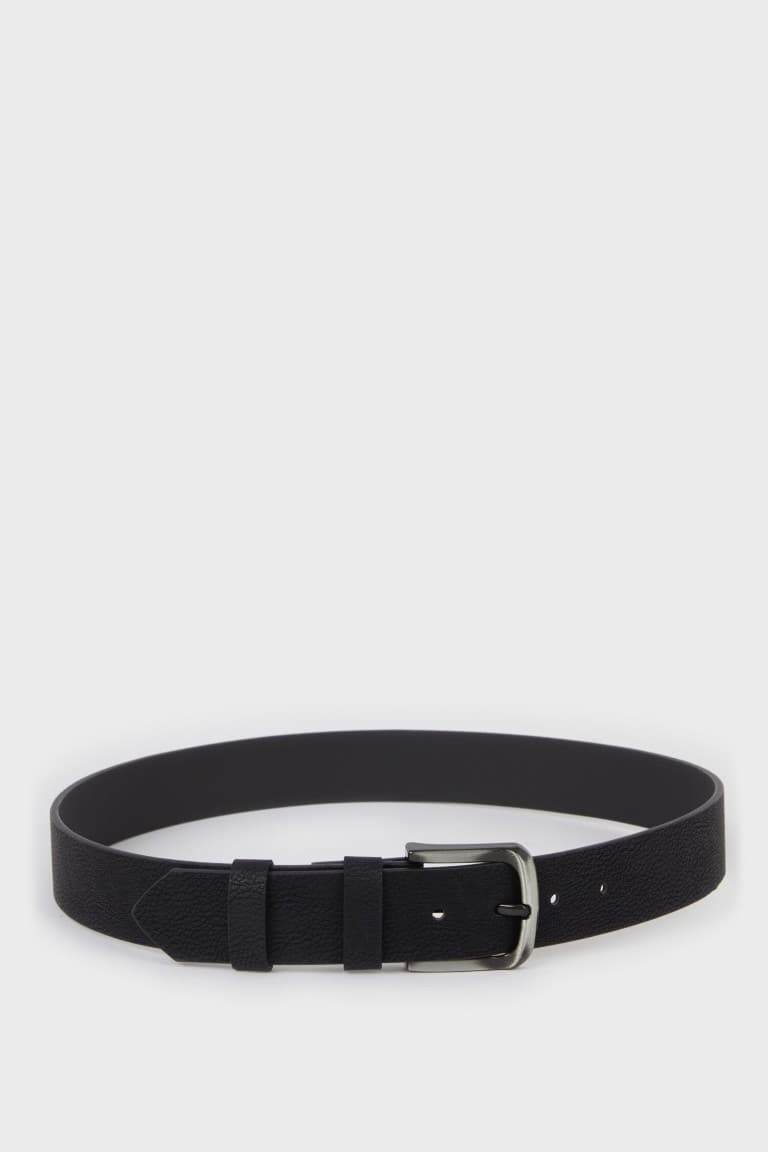 Men Rectangle Buckle Faux Leather Daily Belt