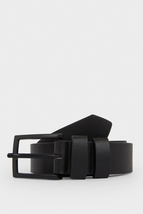 Men Rectangle Buckle Faux Leather Daily Belt