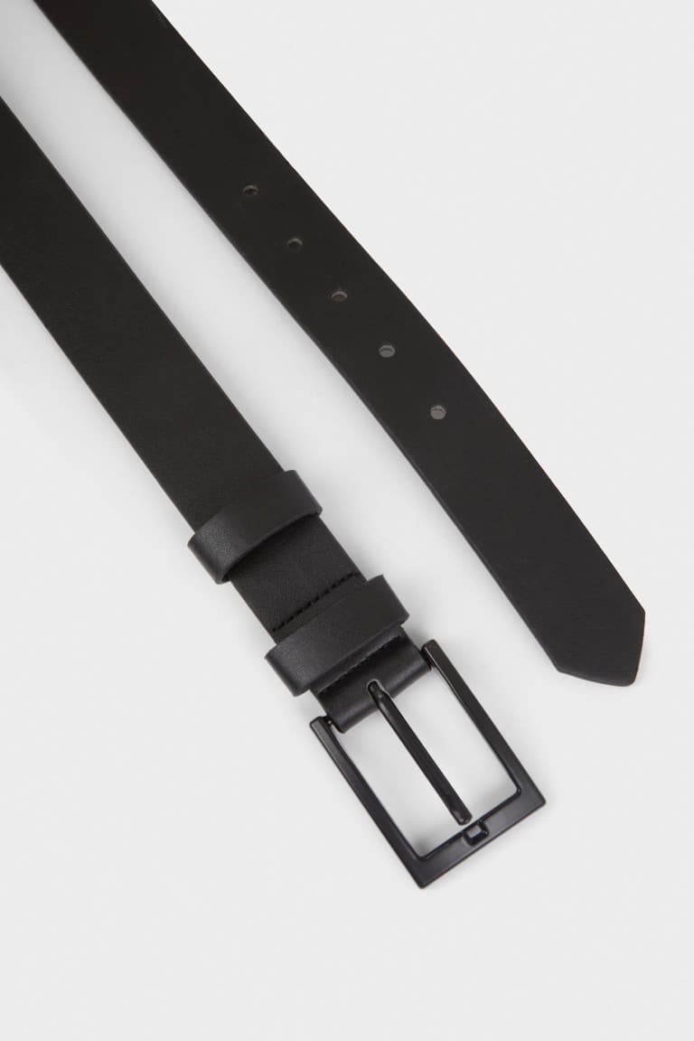 Men Rectangle Buckle Faux Leather Daily Belt