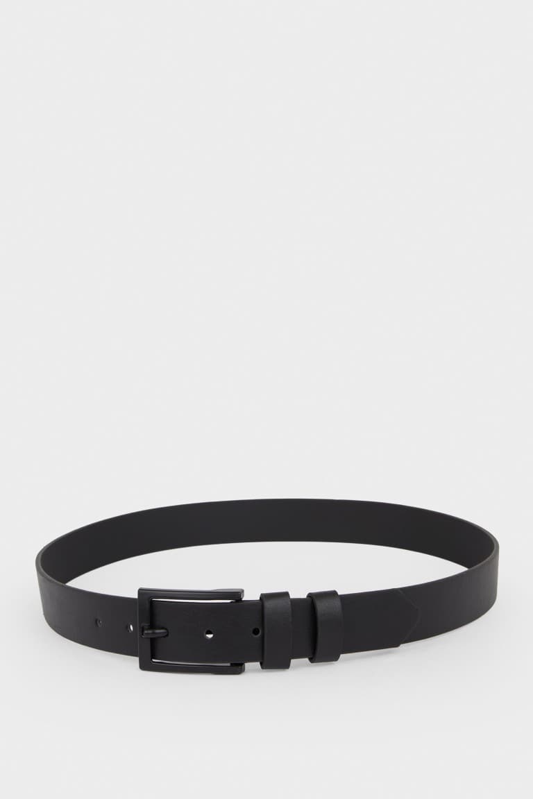Men Rectangle Buckle Faux Leather Daily Belt