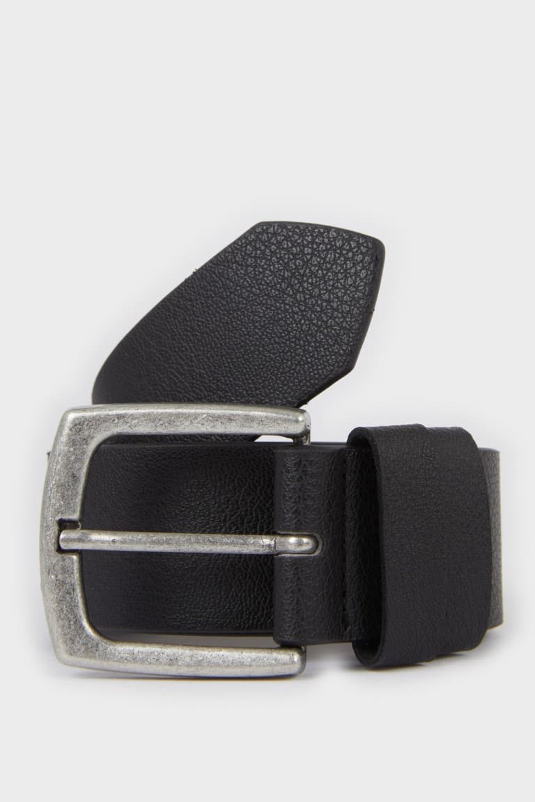 Mens Rectangle Buckle Faux Leather Daily Belt