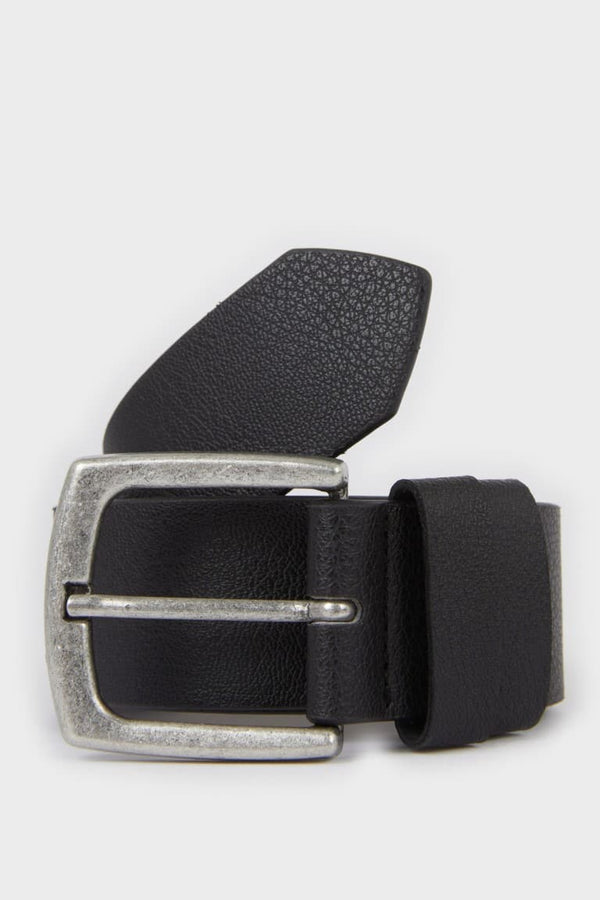 Mens Rectangle Buckle Faux Leather Daily Belt