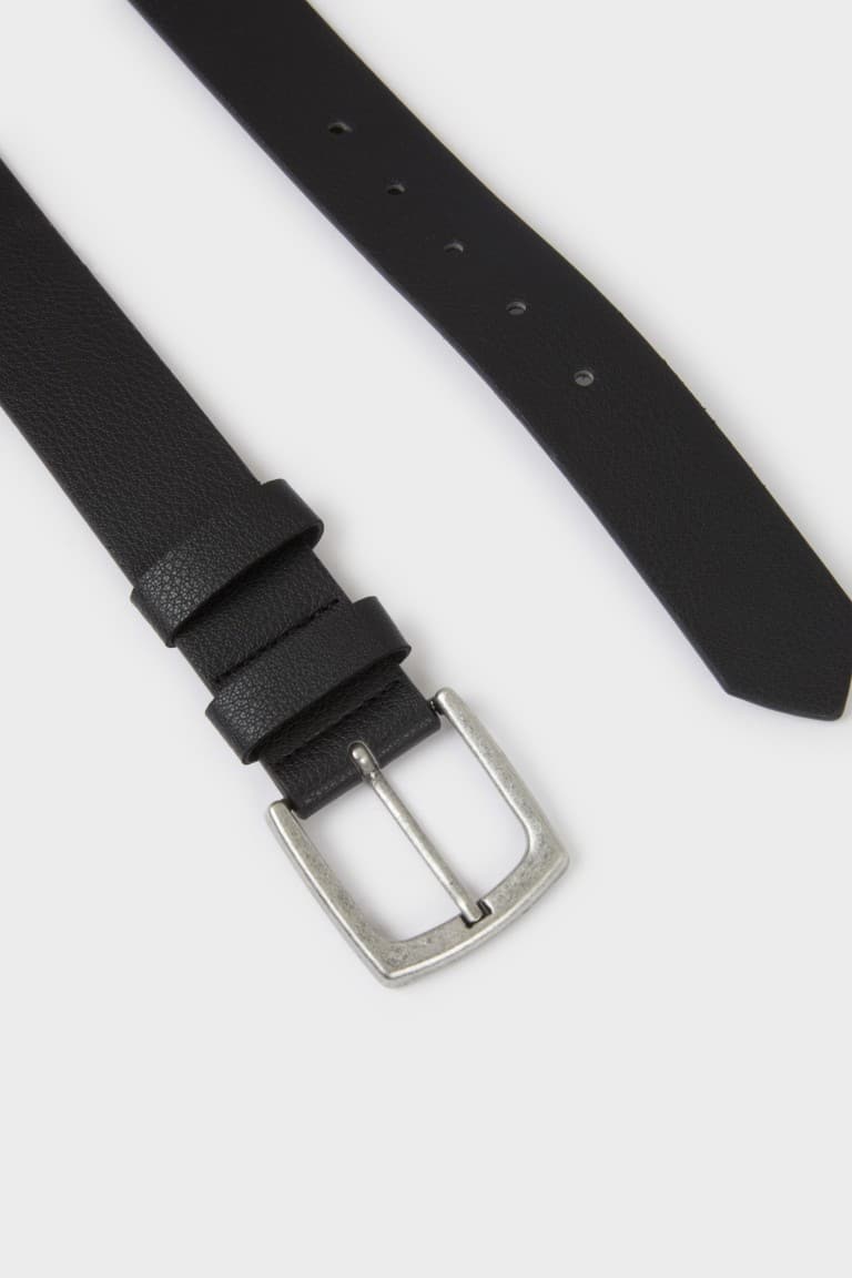 Mens Rectangle Buckle Faux Leather Daily Belt
