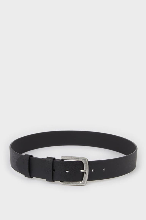 Mens Rectangle Buckle Faux Leather Daily Belt