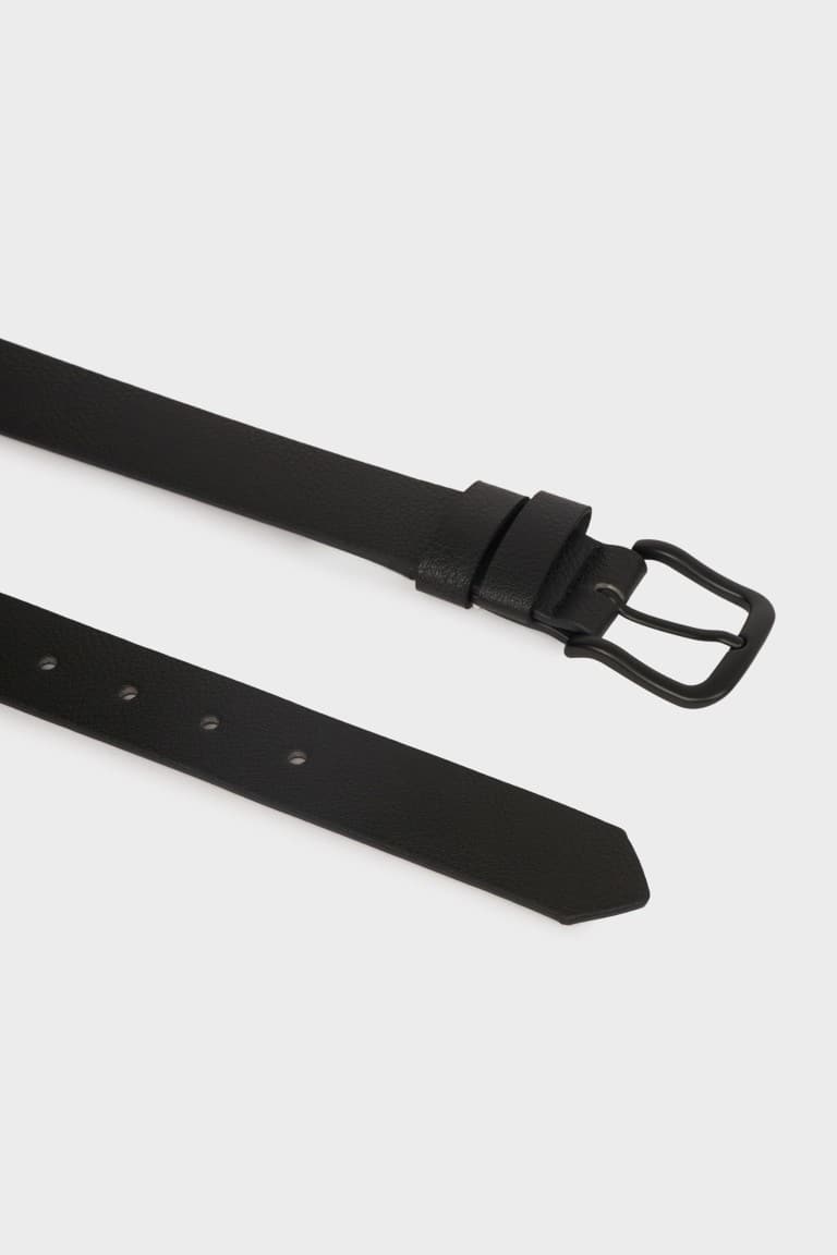 Men Rectangle Buckle Faux Leather Daily Belt