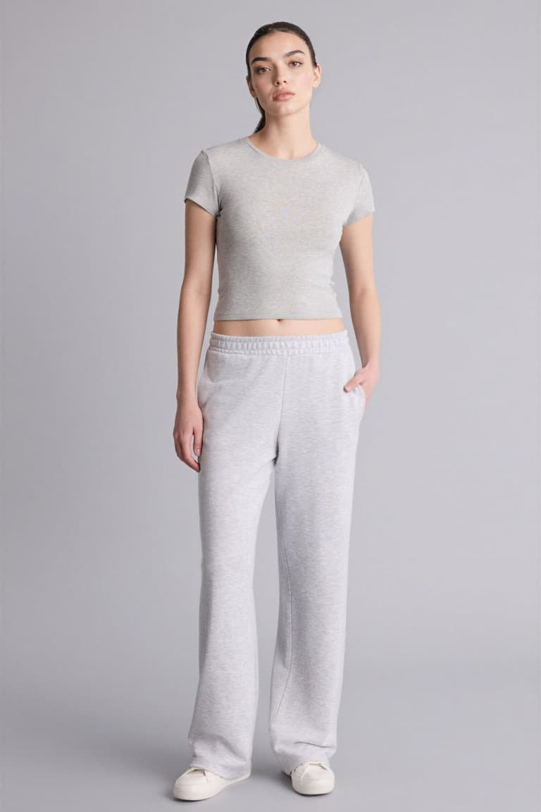 Straight Fit Elastic Waist Basic Plain Pocket Sweatpants