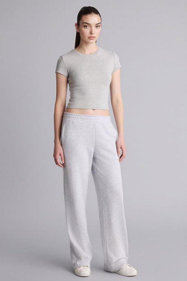 Straight Fit Elastic Waist Basic Plain Pocket Sweatpants
