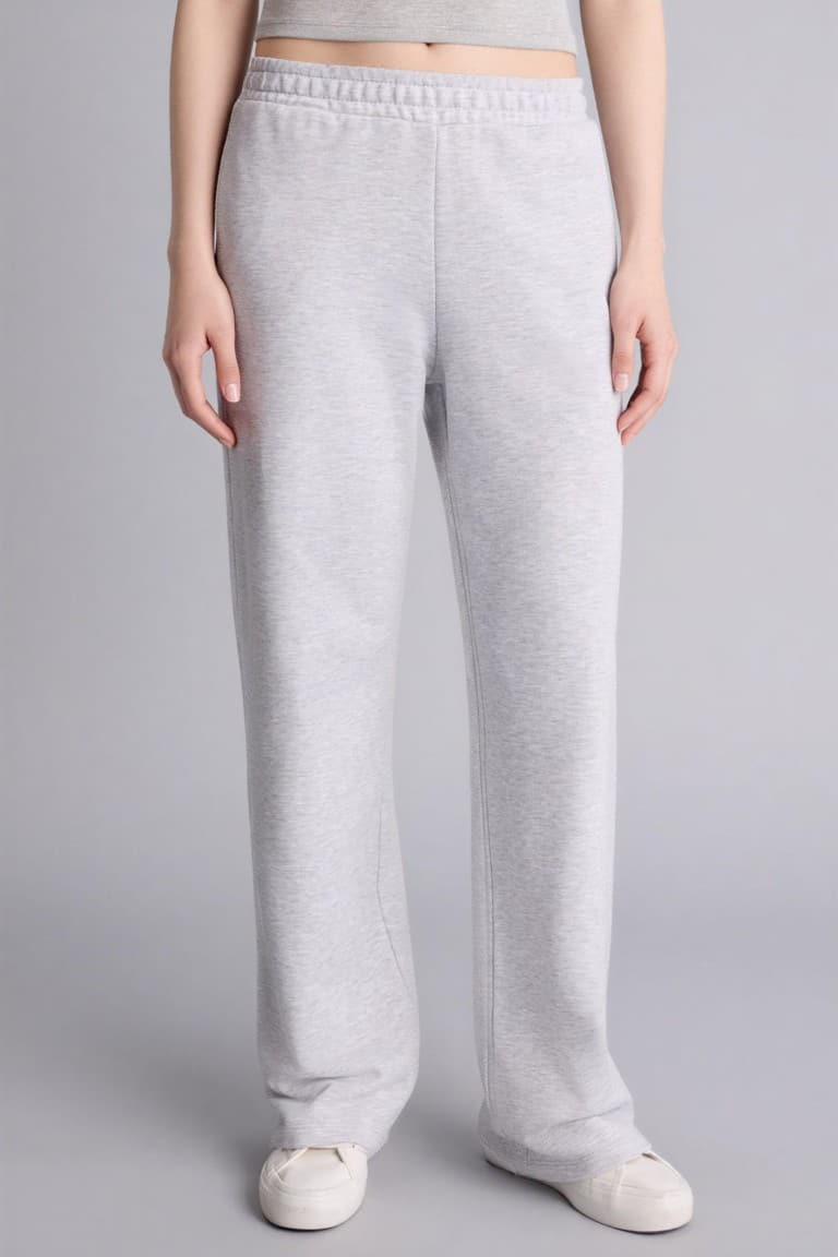 Straight Fit Elastic Waist Basic Plain Pocket Sweatpants