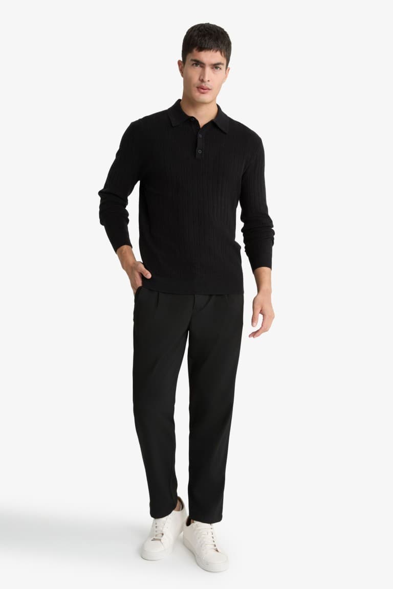 Standard Fit Polo Collar Knit Sweater
