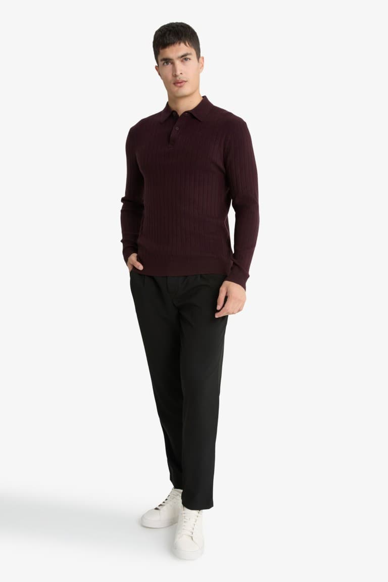 Standard Fit Polo Collar Knit Sweater Secondary image