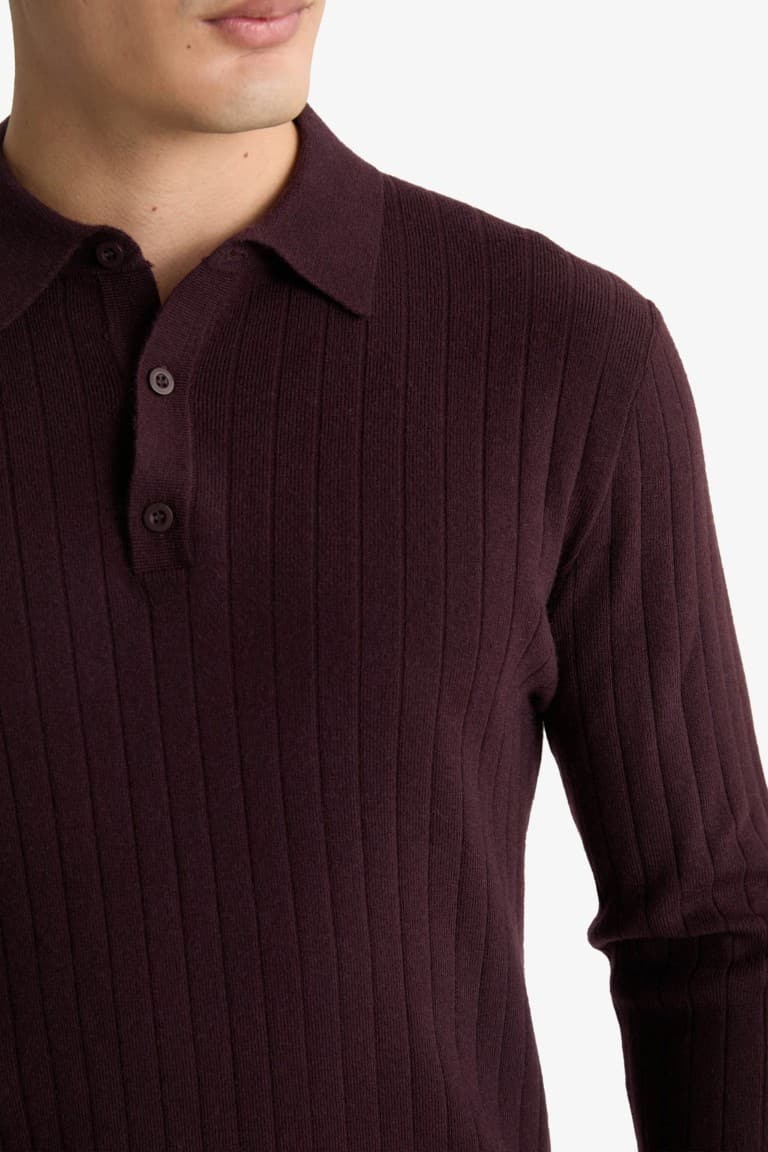 Standard Fit Polo Collar Knit Sweater