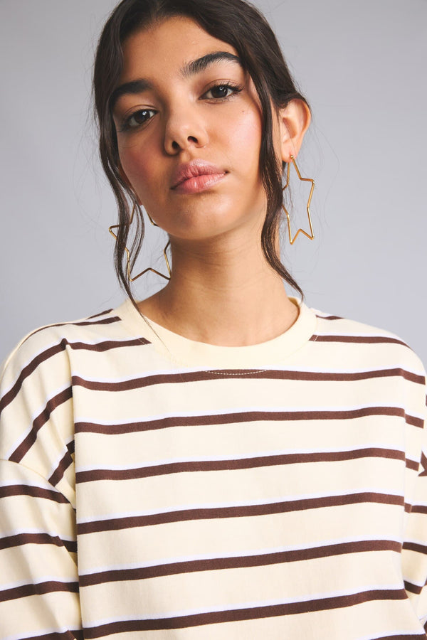 100% Cotton 100% Cotton Loose Fitted Striped Sweatshirt