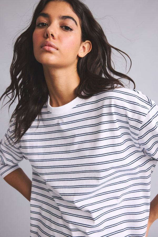 100% Cotton 100% Cotton Loose Fitted Striped Sweatshirt