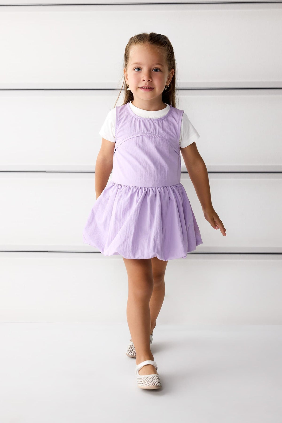 2 Sets Basic Plain Short Sleeve T-Shirt Parachute Dress Baby Girl