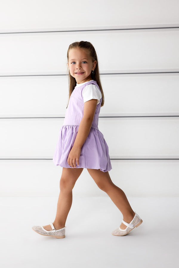 2 Sets Basic Plain Short Sleeve T-Shirt Parachute Dress Baby Girl
