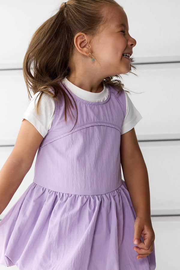 2 Sets Basic Plain Short Sleeve T-Shirt Parachute Dress Baby Girl