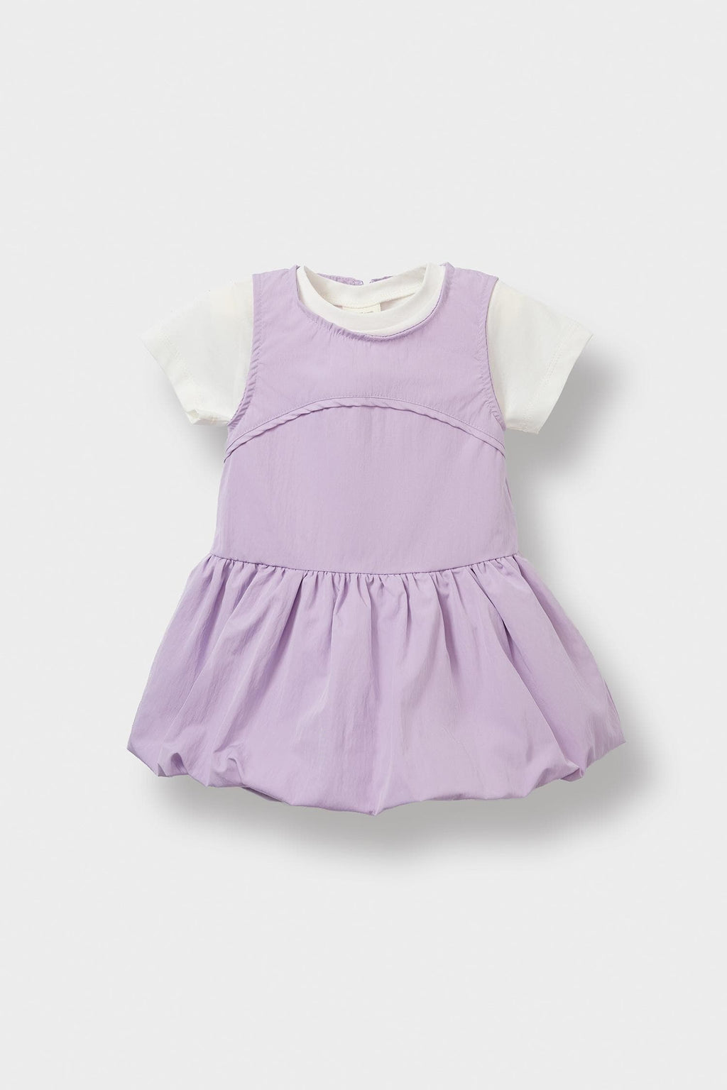 2 Sets Basic Plain Short Sleeve T-Shirt Parachute Dress Baby Girl