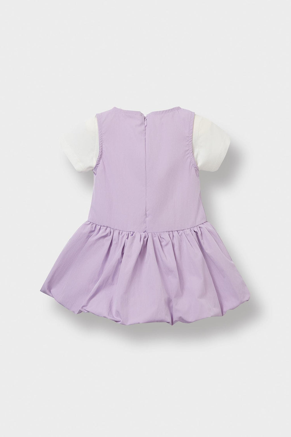 2 Sets Basic Plain Short Sleeve T-Shirt Parachute Dress Baby Girl