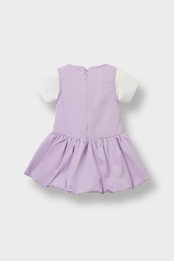 2 Sets Basic Plain Short Sleeve T-Shirt Parachute Dress Baby Girl