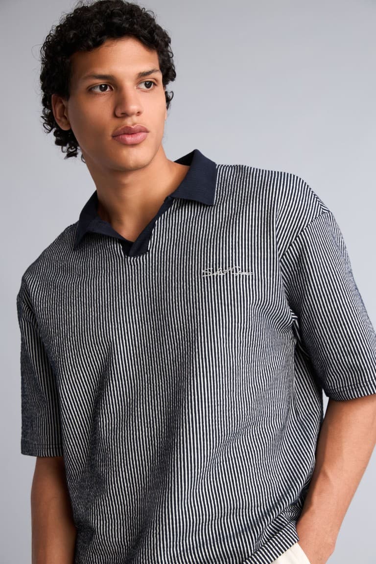 Cotton Textured Boxy Fit Polo Shirt