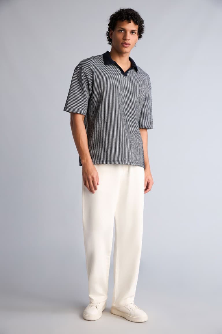 Cotton Textured Boxy Fit Polo Shirt