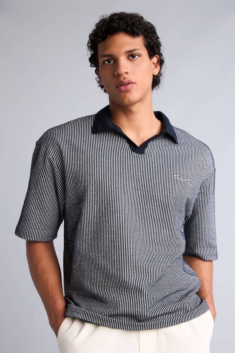 Cotton Textured Boxy Fit Polo Shirt