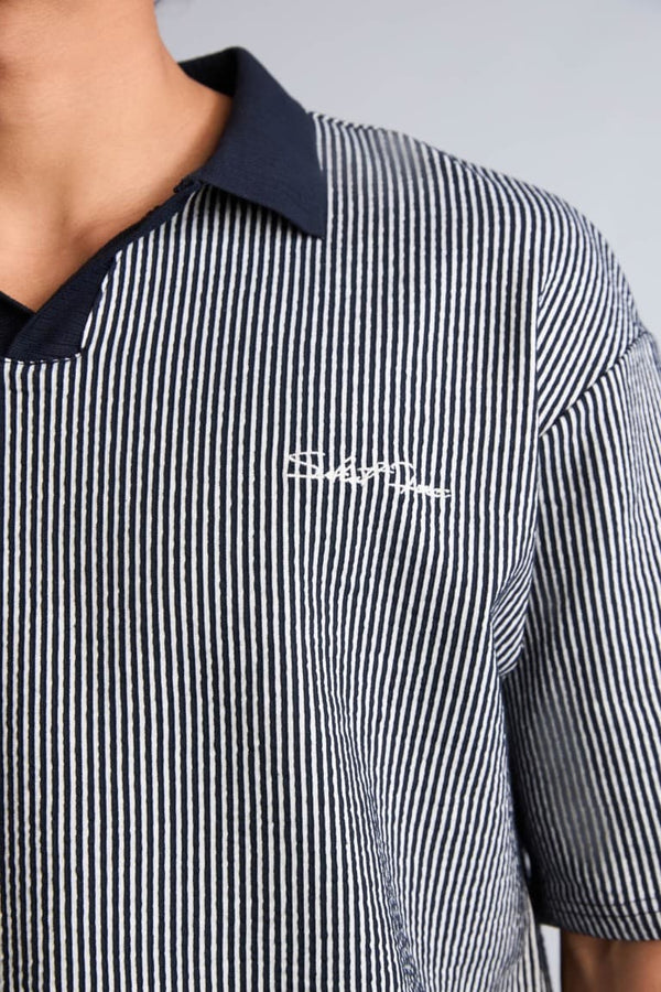 Cotton Textured Boxy Fit Polo Shirt