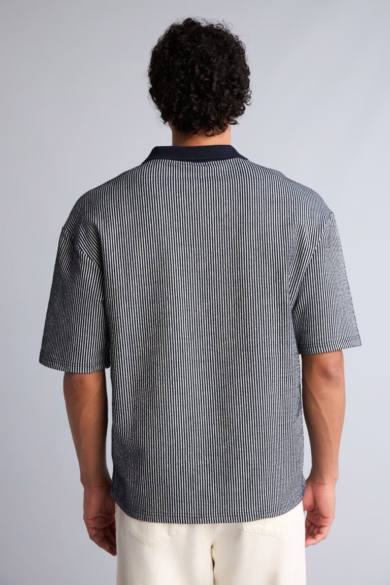 Cotton Textured Boxy Fit Polo Shirt