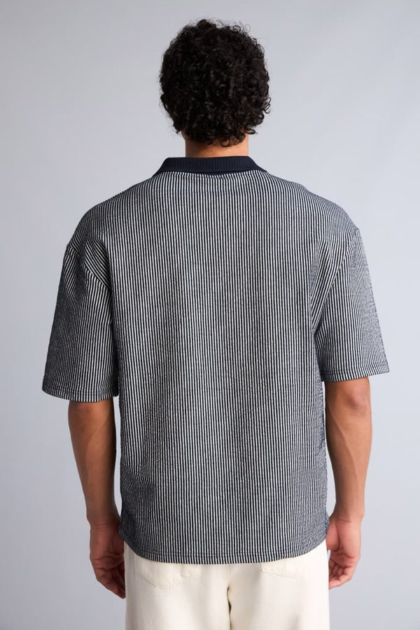 Cotton Textured Boxy Fit Polo Shirt
