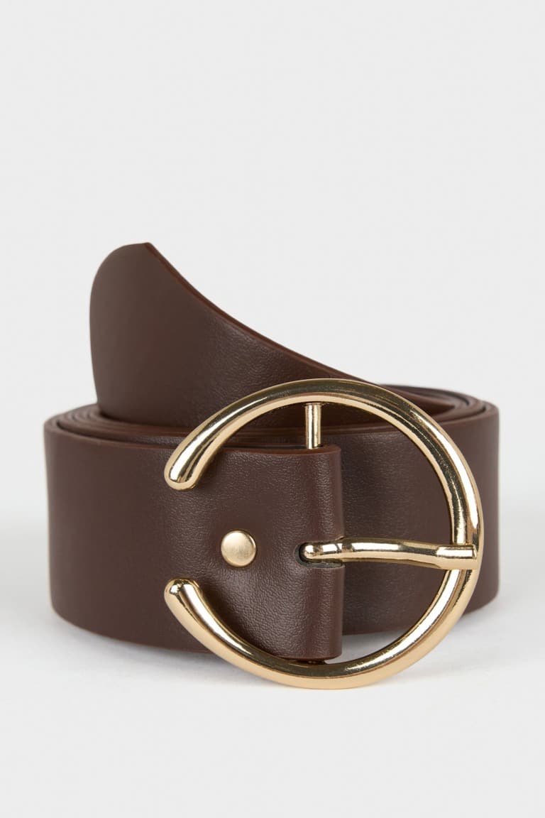 Women Big Buckle Faux Leather Jean Belt Main image