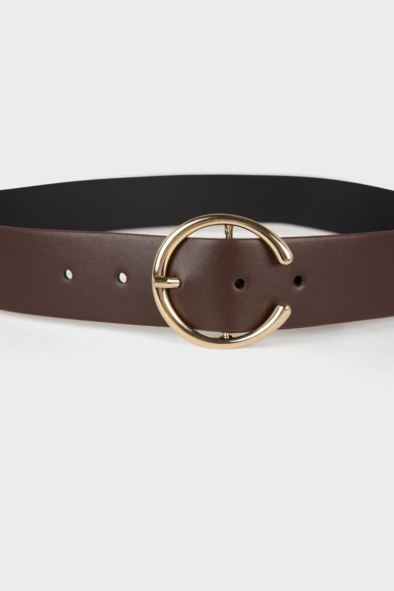 Women Big Buckle Faux Leather Jean Belt