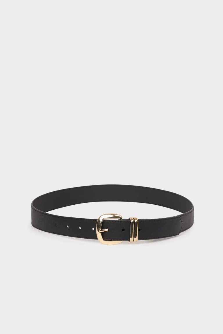 Women Rectangular Buckle Faux Leather Jean Belt