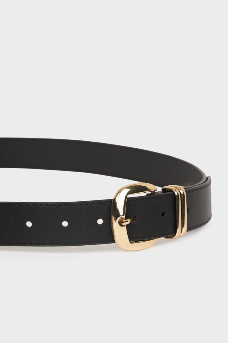 Women Rectangular Buckle Faux Leather Jean Belt Secondary image