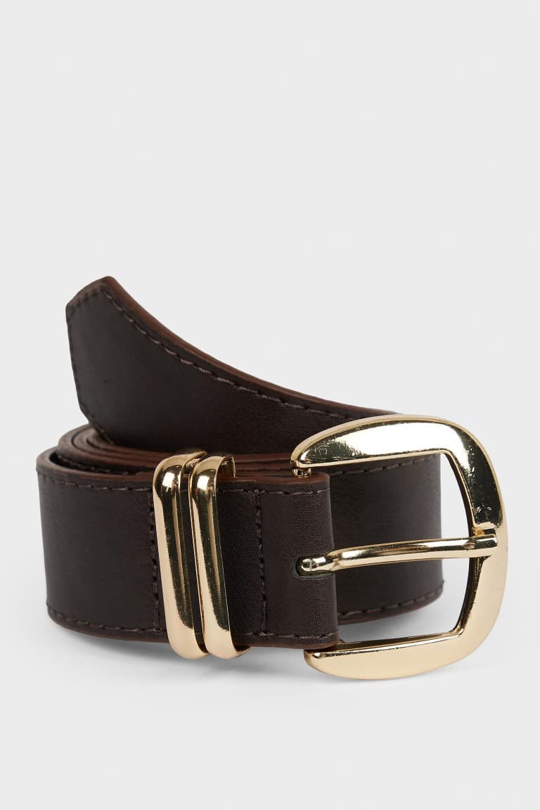 Women Rectangular Buckle Faux Leather Jean Belt Secondary image