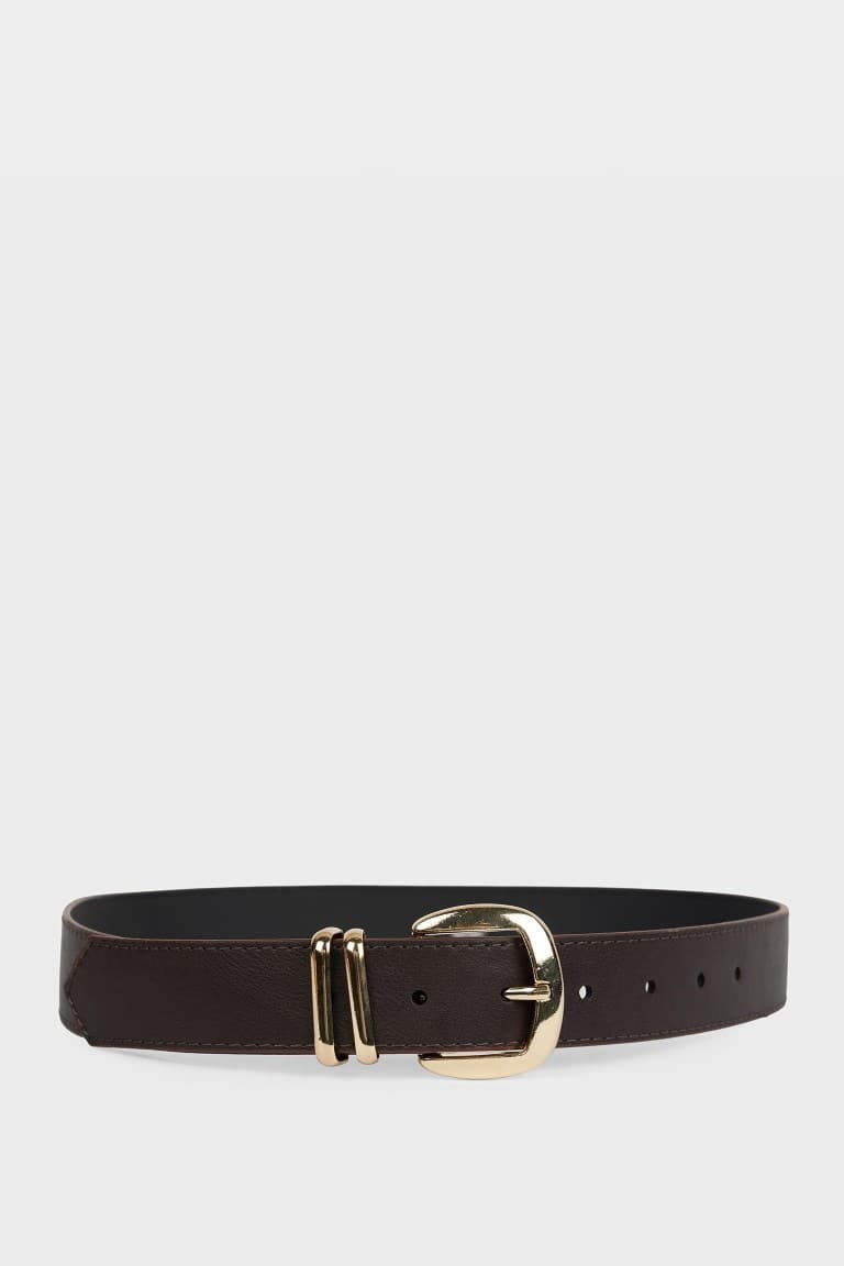 Women Rectangular Buckle Faux Leather Jean Belt