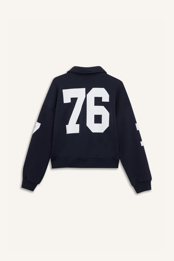 Polo Collar Printed Snap-On Bomber Jacket