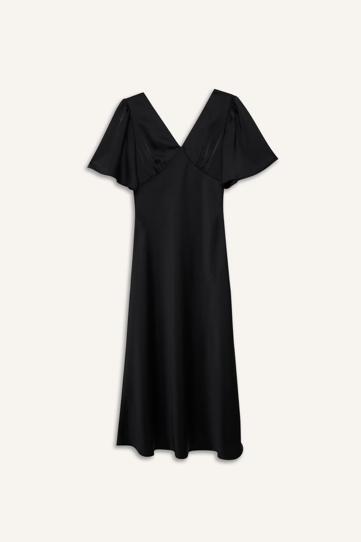 Regular Fit V-neck Satin Short Sleeve Dress