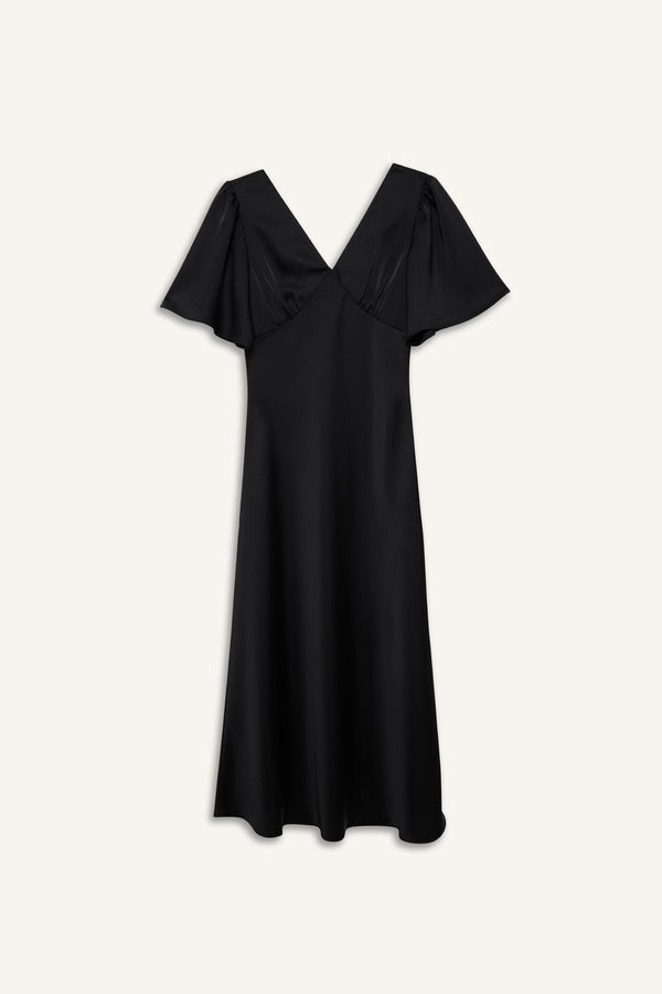 Regular Fit V-neck Satin Short Sleeve Dress