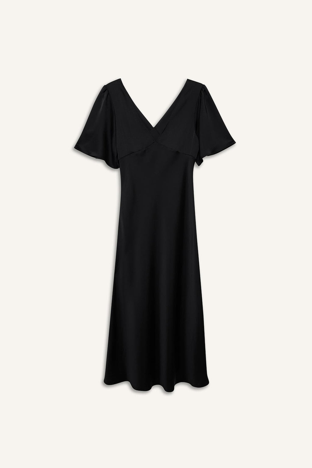 Regular Fit V-neck Satin Short Sleeve Dress