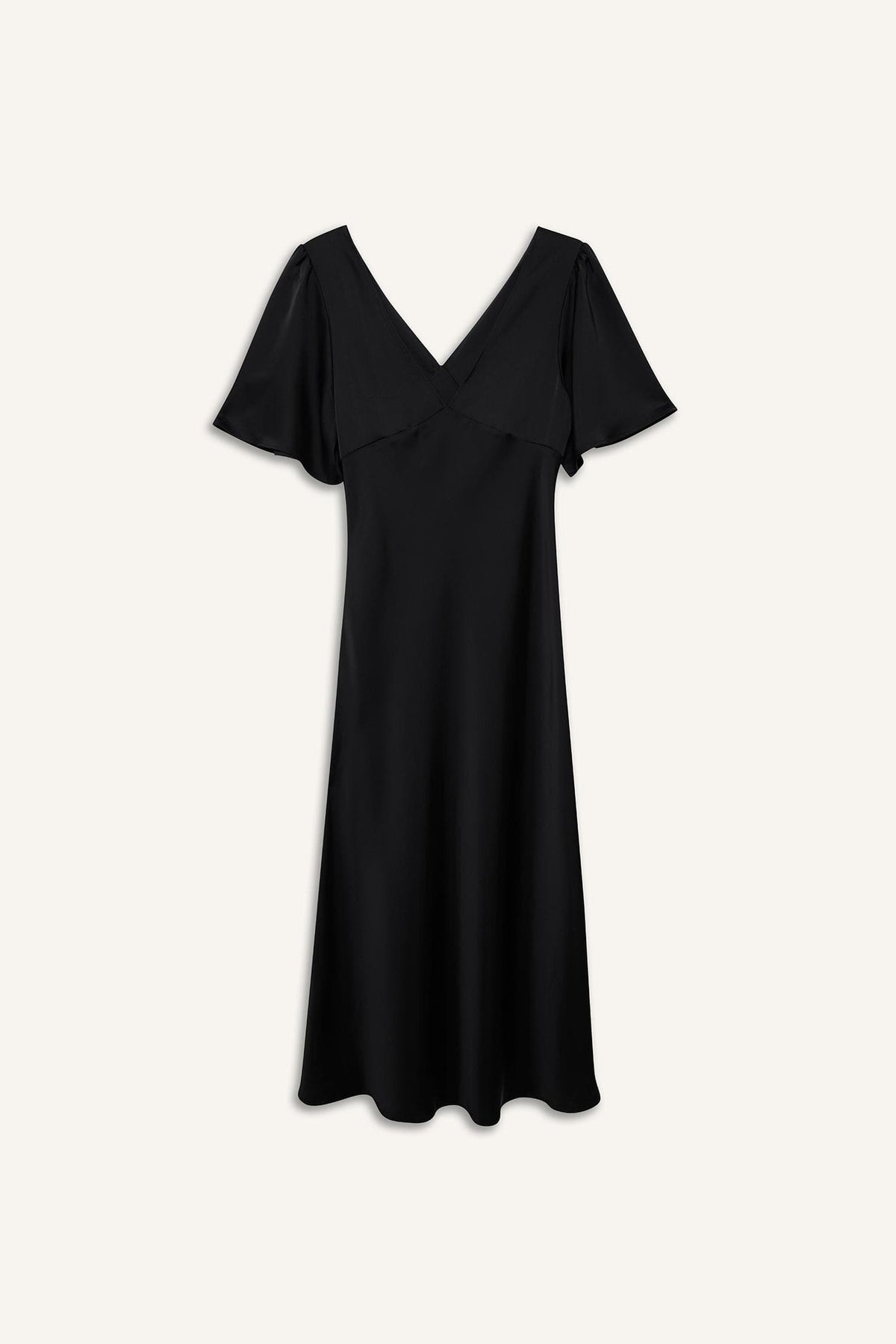 Regular Fit V-neck Satin Short Sleeve Dress