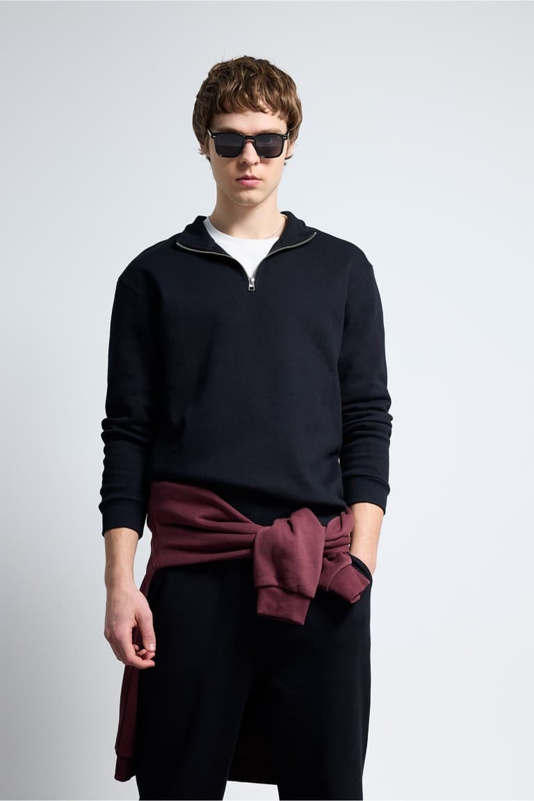 Stand-Up Collar Half Zipper Sweatshirt