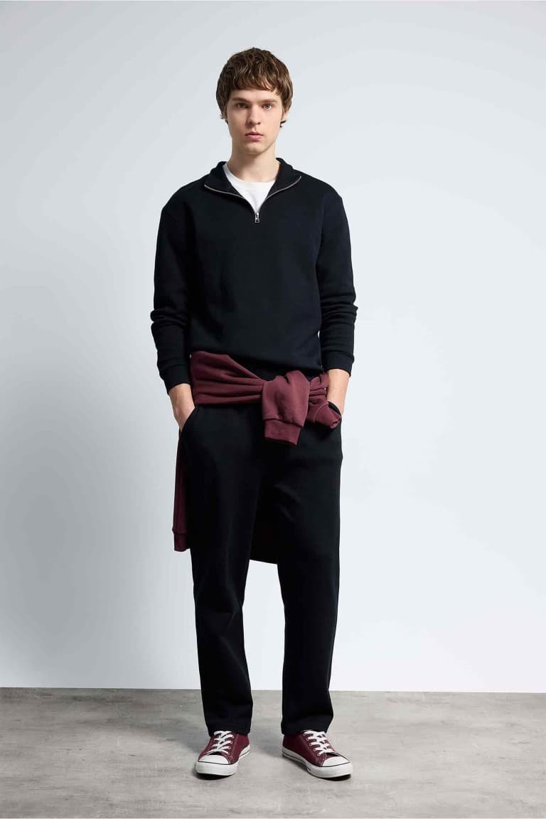 Stand-Up Collar Half Zipper Sweatshirt Secondary image