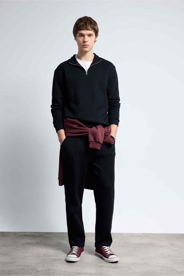 Stand-Up Collar Half Zipper Sweatshirt