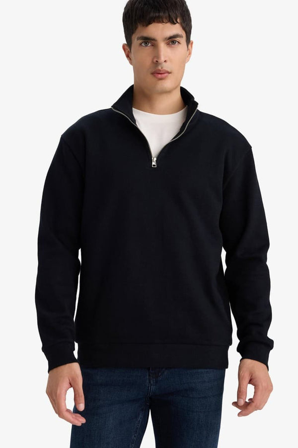 Stand-Up Collar Half Zipper Sweatshirt