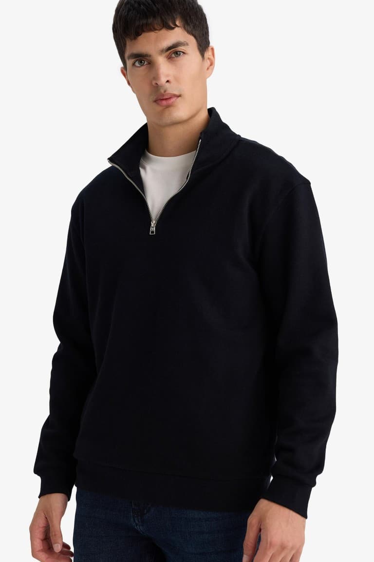 Stand-Up Collar Half Zipper Sweatshirt