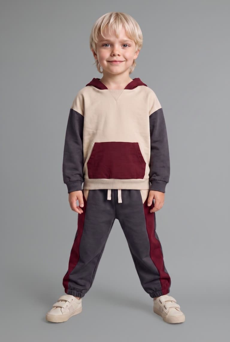 100% Cotton Label Printed Thin Sweatshirt Fabric 2 Sets Baby Boy