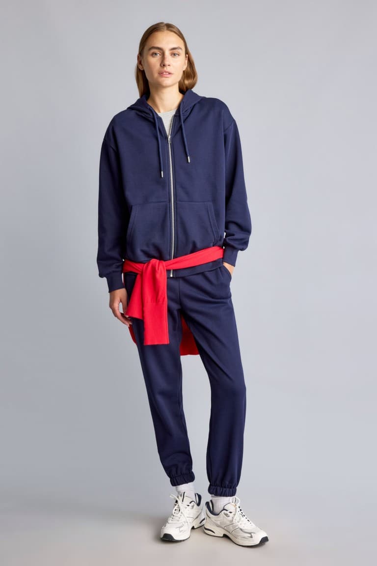 Basic Plain Pocketed Waist Tied Thick Jogger Sweatpants